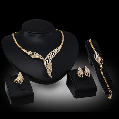 Exaggerated Bridal Gift Female Fashion Jewelry Set Necklace Earrings