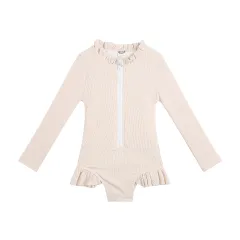 Romper-shaped Triangle Swimsuit Bikini Solid Color Swimsuit - Pink - View 1