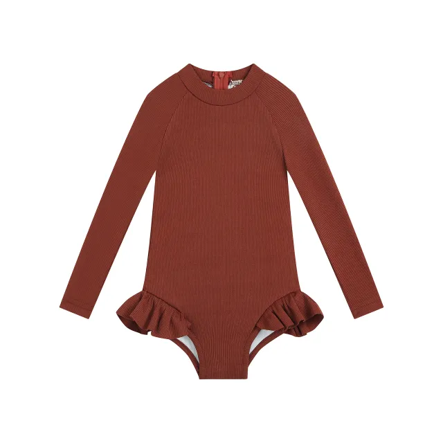 Romper shaped Triangle Swimsuit Bikini Solid Color Swimsuit Brown - Shop at LoveMi