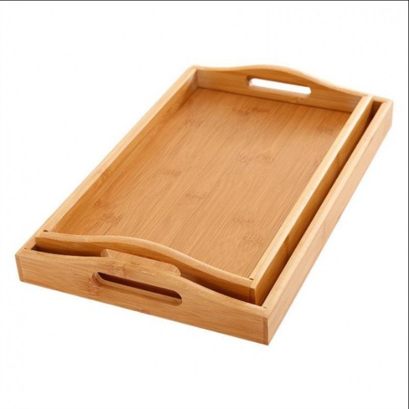 Title 2, Rectangular Double Ear Bamboo Tea Set Tray Rest...