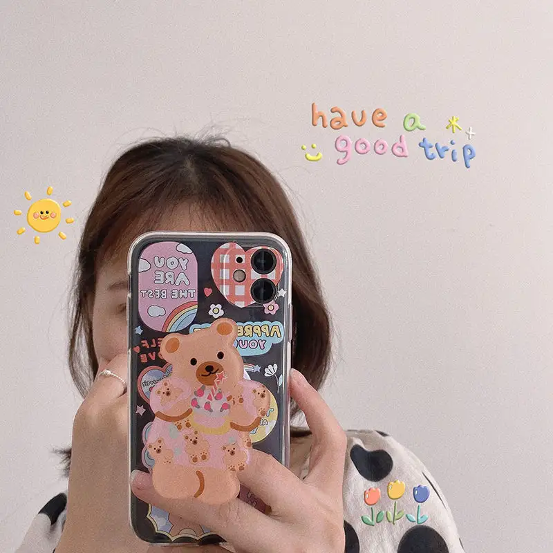 Compatible with Apple, Ins Cute Bear Shatter-resistant