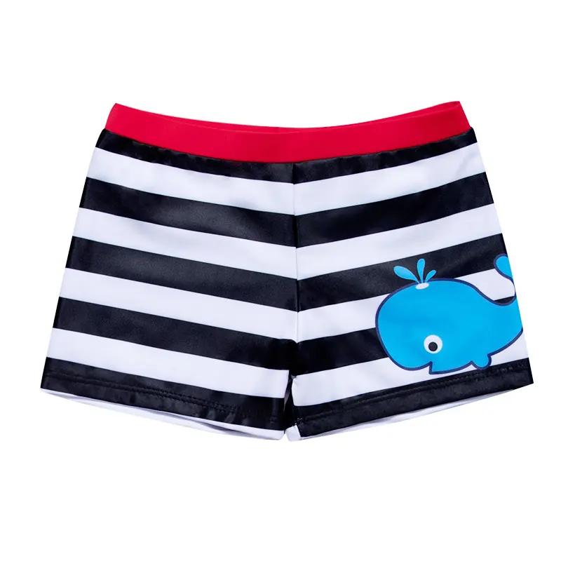 Korean Cartoon Striped Swimsuit Whale Print