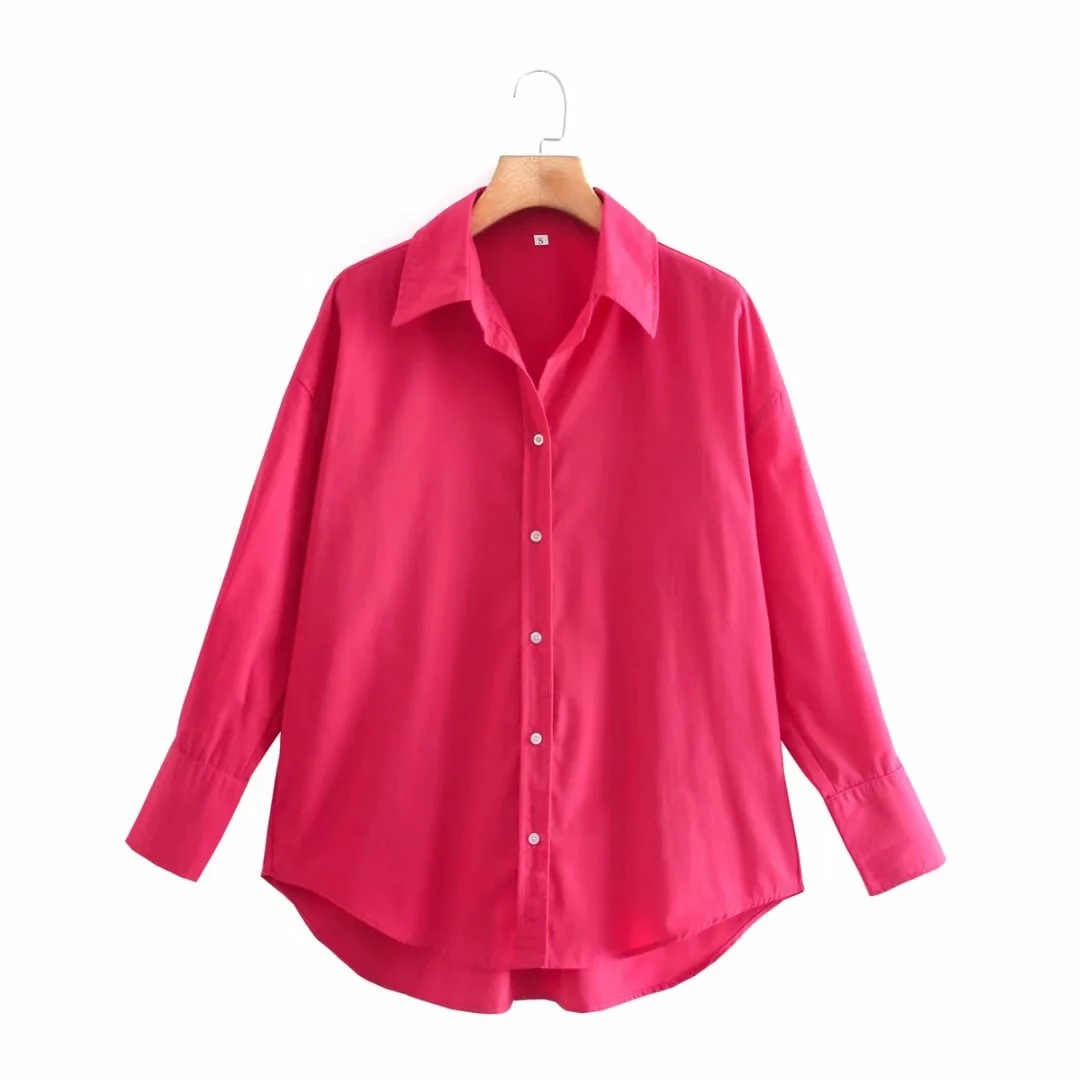 French Retro Slimming Solid Color Casual Poplin Shirt