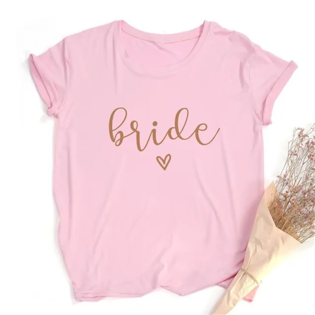 Letters Bride And Bridesmaids Girlfriends T shirt 4Pink - Shop at LoveMi