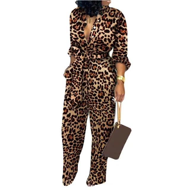European And American Cross Border Sexy Fashion Casual Jumpsuit Leopard - Shop at LoveMi