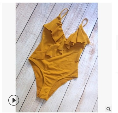 New Style Ruffled One piece Swimsuit Foreign Trade Swimwear Bikini Yellow - Shop at LoveMi