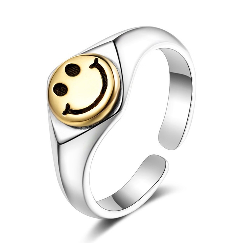 Golden Smiley Ring Simple Temperament Forest Retro