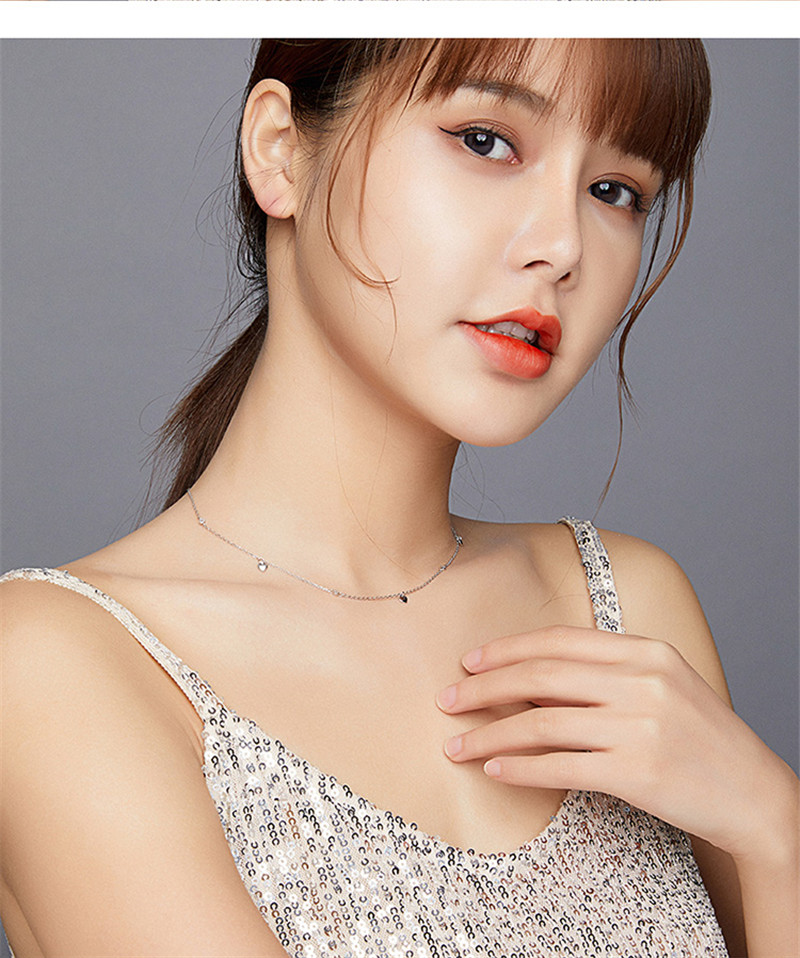 Simple Heart-shaped Zircon S925 Sterling Silver Girls Necklace