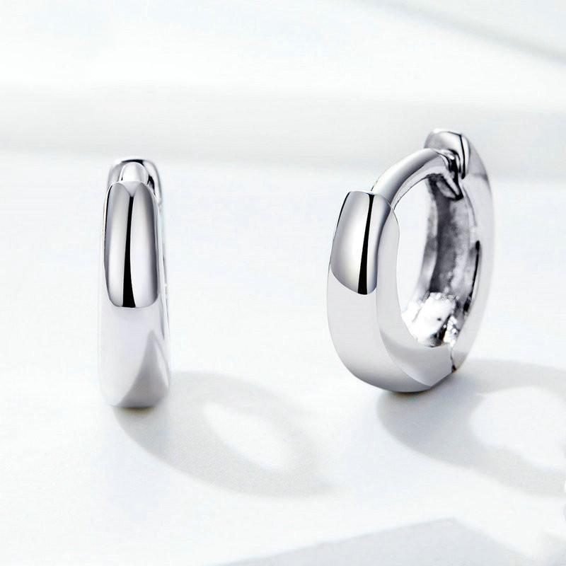 Bamoer 925 Sterling Silver Shiny Small Hoop Earrings