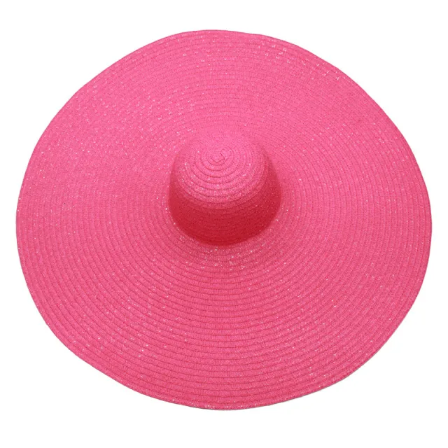European And American Big Brim Flat Top Straw Hat Pink - Shop at LoveMi