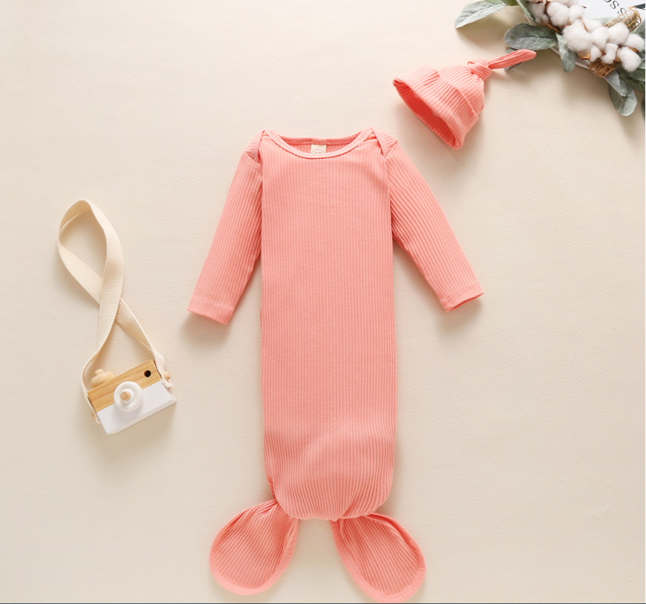 Solid Color Pit Strip Sleeping Bag Long Sleeve
