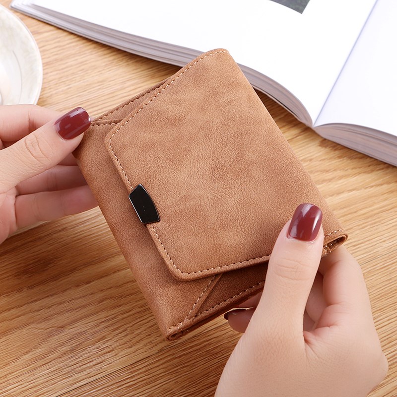 New Korean Women's Short Wallet Frosted Leather Wallet