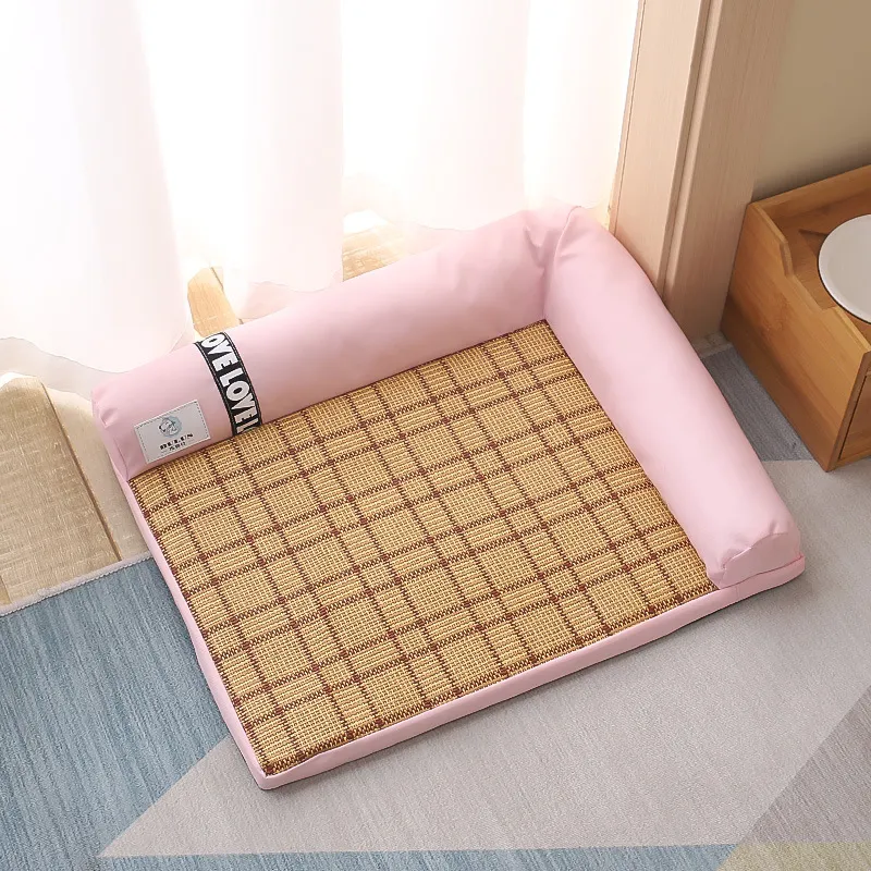 Summer Cooling Mats Cat Bed Dog Bed Dog Sofa Pet Mats Cat House Ice Pad Dog Sleeping Mats Cool Cold Bamboo Fibre Cat Bed - Pink