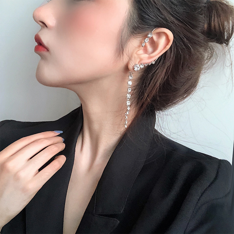 Long Simple Earrings Female Diamond Stud Earrings