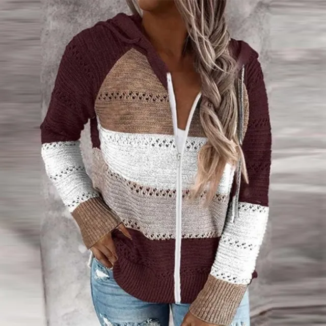 Sweaters Winter New Style Loose Striped Long Sleeved Wool Ladies Red - Shop at LoveMi