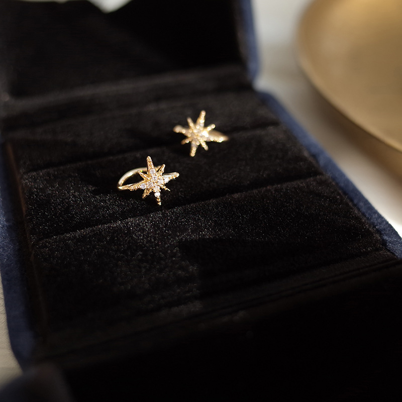 Micro-inlaid Zircon Six-pointed Star Ear Bone Clip Female Sen Super Fairy
