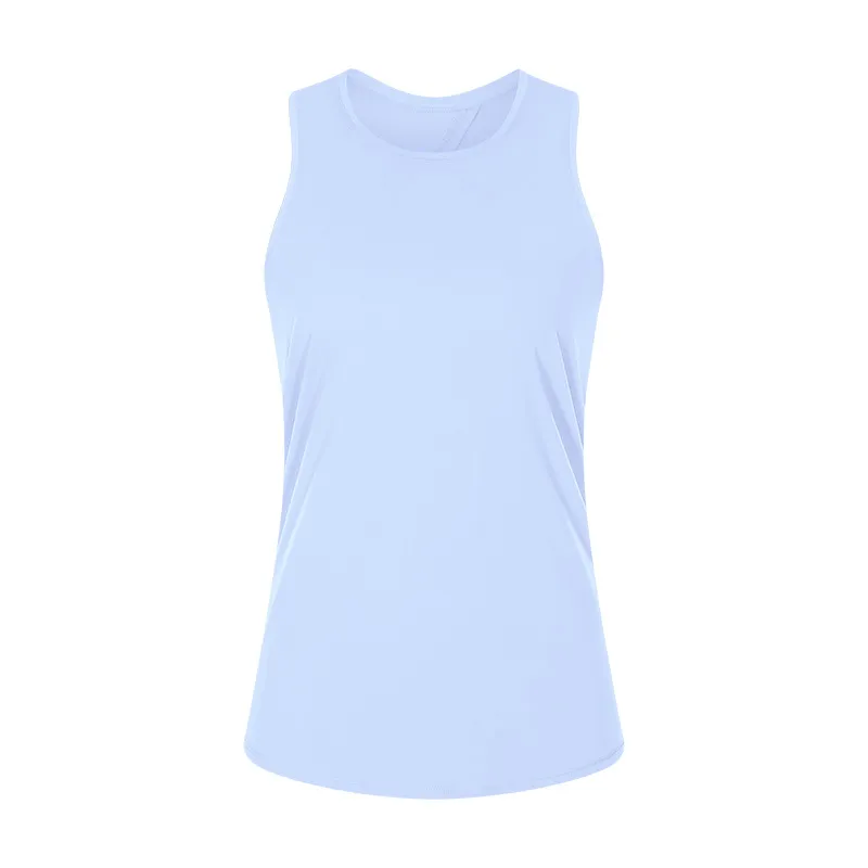 Nude Skin-friendly Lace-up Vest Women's Bow-knot Beauty Back Sports Blouse Yoga Wear - Sky Blue