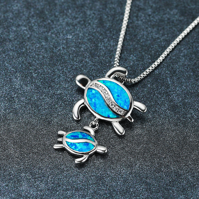 Title 1, Vintage Female Blue Opal Pendant Necklace Charm...