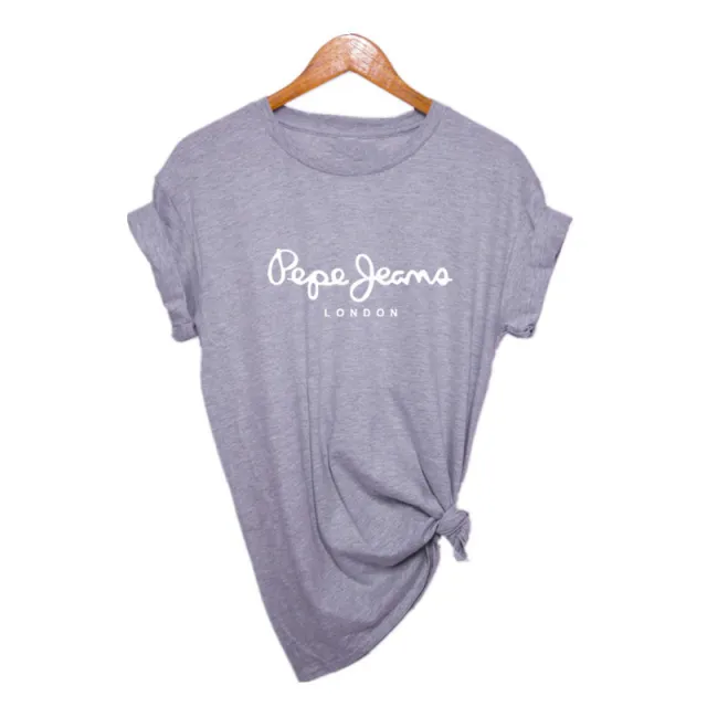 Casual Women'S Printed Letter T Shirt Grey - Shop at LoveMi