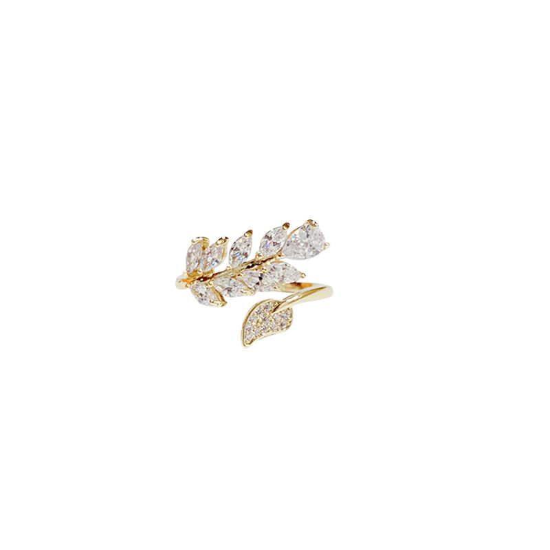 Super Dimmer Zircon Leaf Ring Women