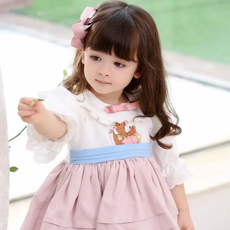 Spanish Princess Dress Girls Children's Long-sleeved Spring And Autumn Dress Baby Birthday Party Skirt