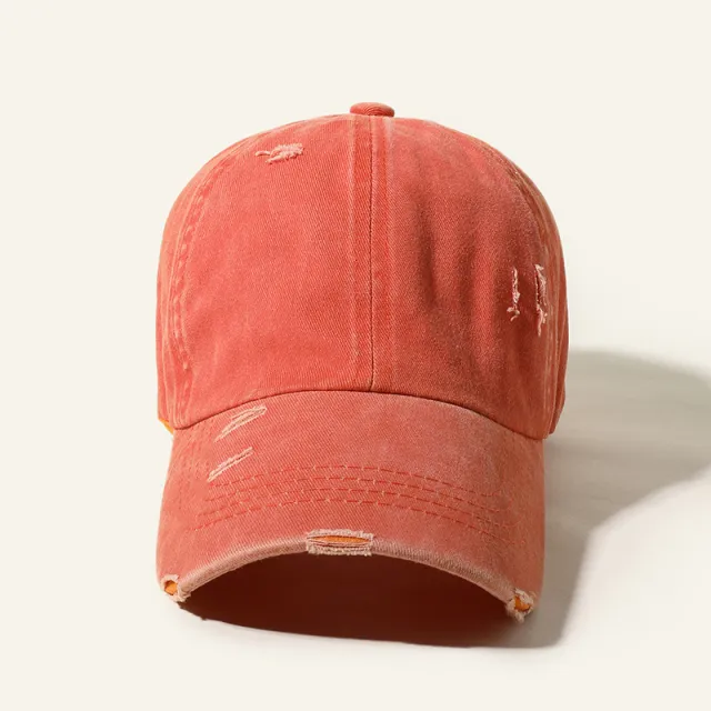 Candy Color Baseball Cap, Retro Washable Hole Cap, Personality Cross Decoration Cap Orange - Shop at LoveMi