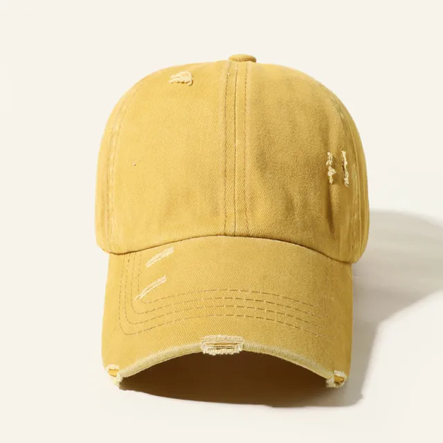 Candy Color Baseball Cap, Retro Washable Hole Cap, Personality Cross Decoration Cap Yellow - Shop at LoveMi