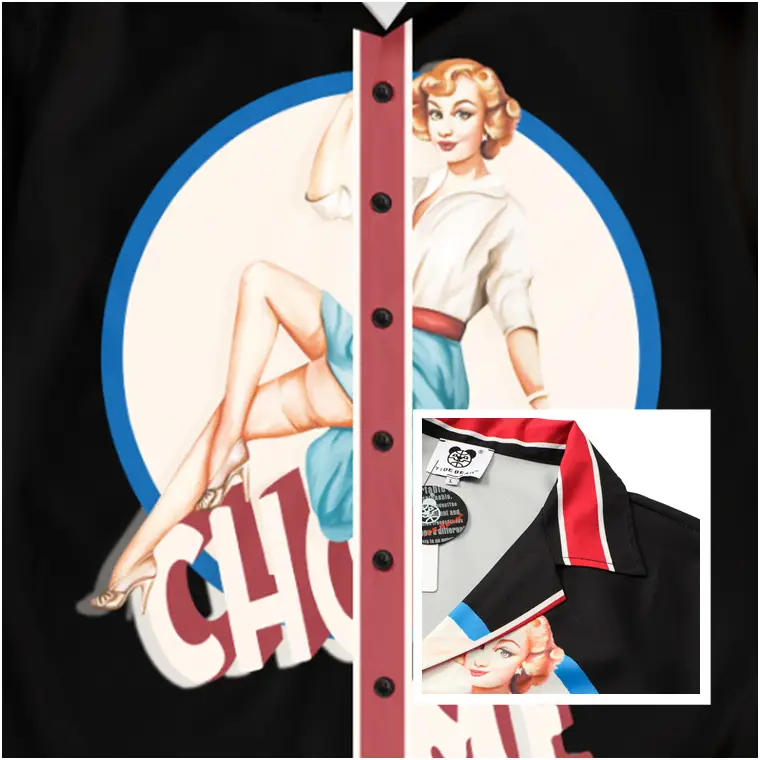 Polyester Lapel Men's Tide Brand Printing Girl Short-sleeved Loose Street Shirt
