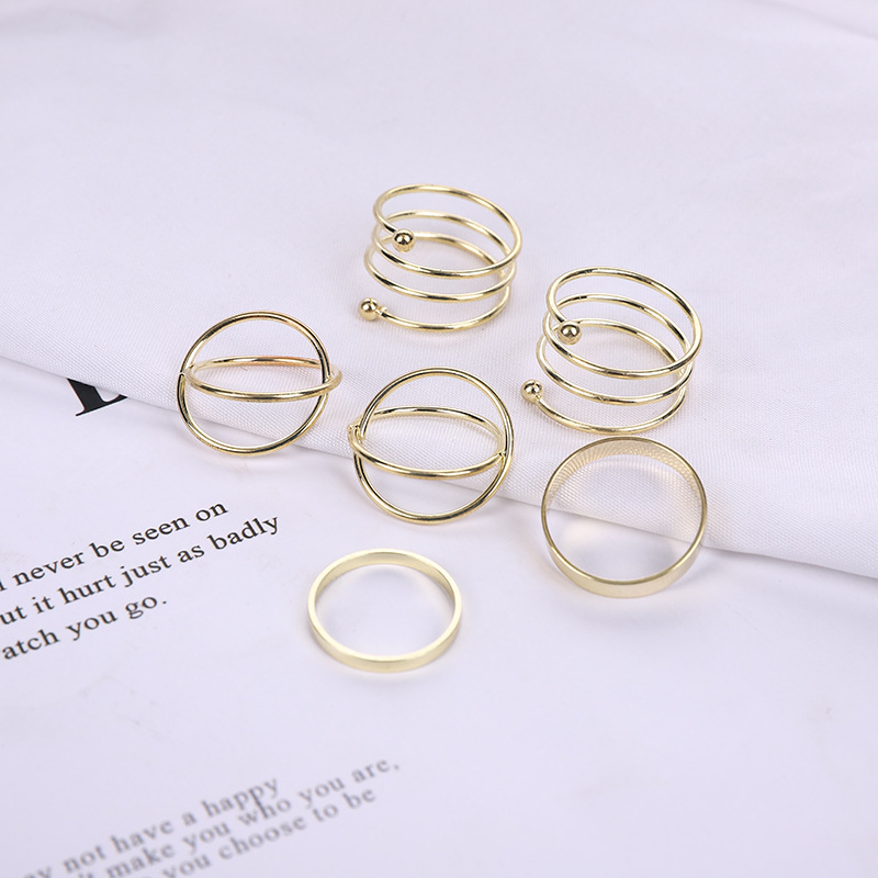 Spring Cross Personality Joint Ring Metal Combination Six-piece Ring Ring