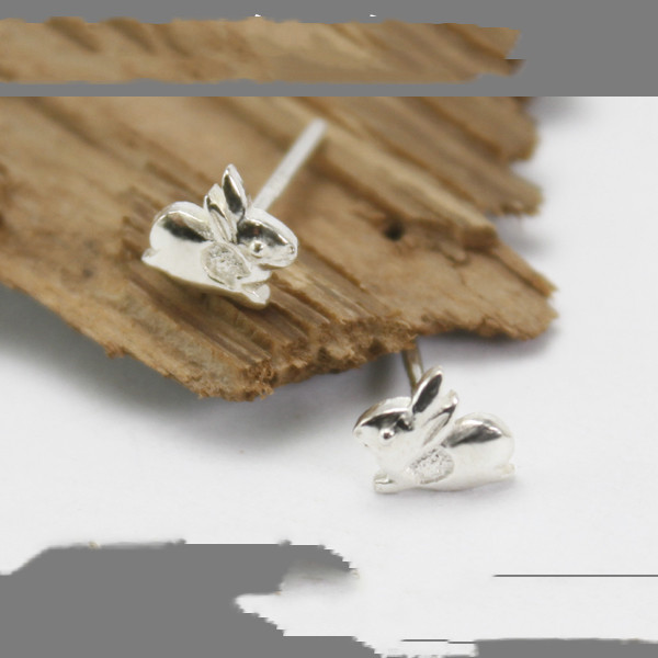 Full Silver Cute Rabbit Earrings Female Rabbit Earrings Anti Allergy Ear