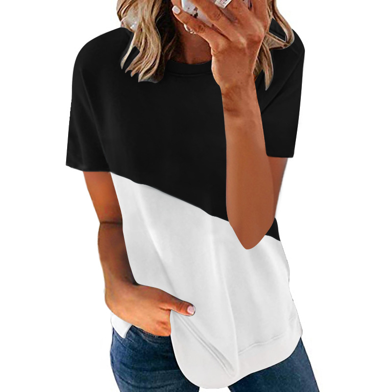 Summer New Women's Casual Round Neck Short Sleeved T Shirt