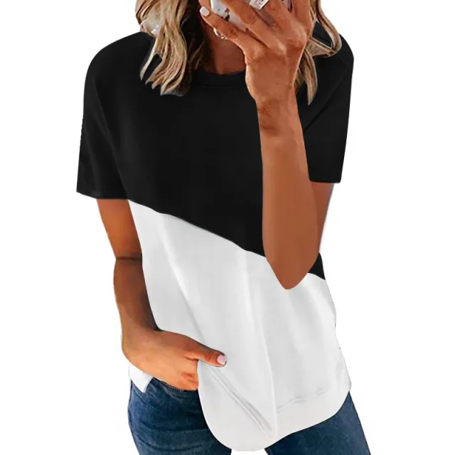 Summer New Women's Casual Round Neck Short Sleeved T Shirt Black - Shop at LoveMi