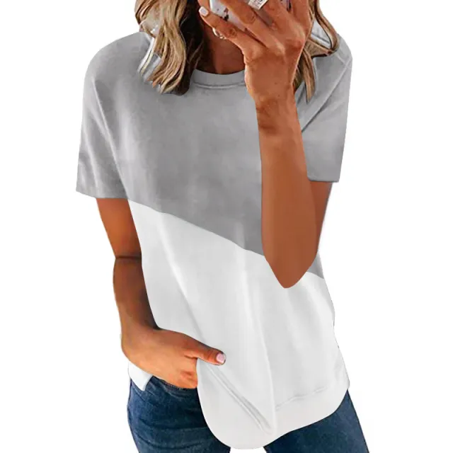 Summer New Women's Casual Round Neck Short Sleeved T Shirt Grey - Shop at LoveMi