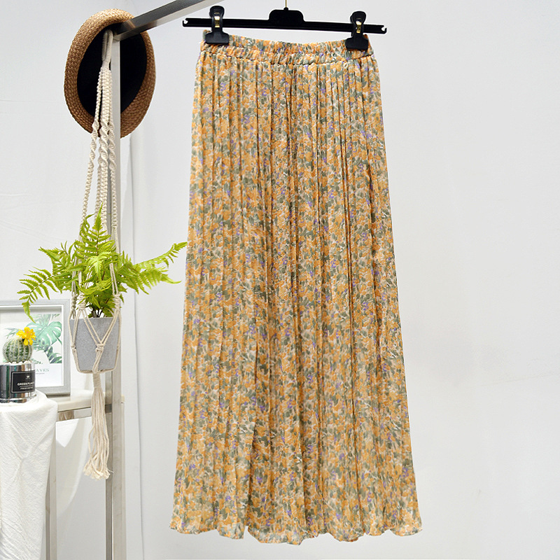 Floral Chiffon Pleated Skirt