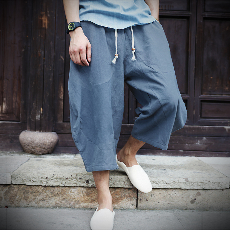 Cotton And Linen Harem Pants Linen Low End Wide Leg Suspender Pants