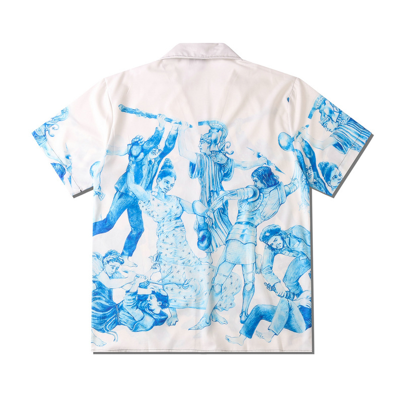 Casual Street Printed Short Sleeve Shirt Men Hawaii Beach Oversize