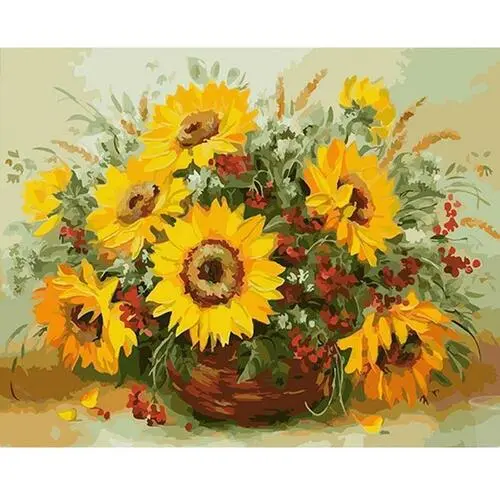 DIY Digital Oil Painting Home Living Room Decoration Painting Frameless One Sunflower - Shop at LoveMi