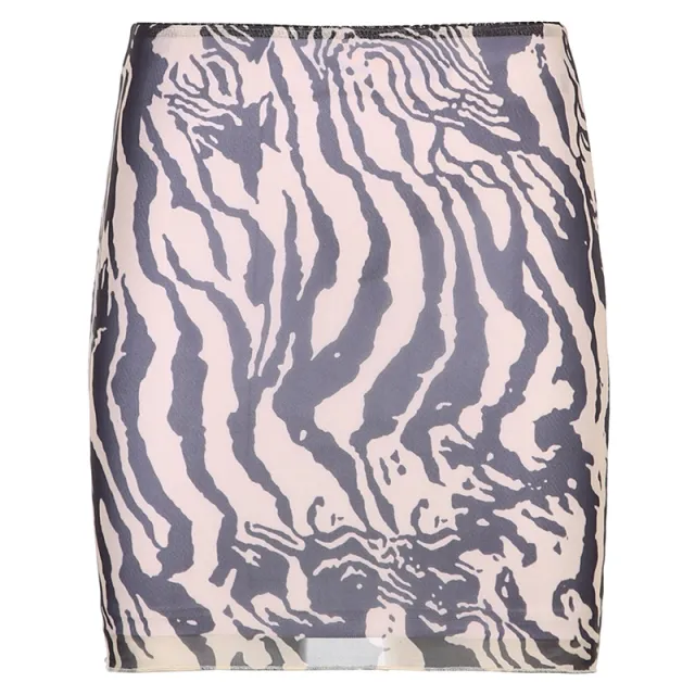 Annual Ring Pattern Printing Sexy High Waist Bag Hip Skirt Skirt Brown - Shop at LoveMi