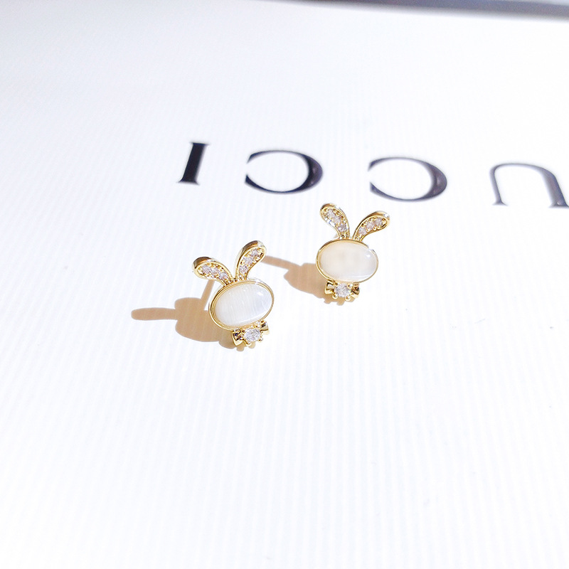 Cute Bunny Earrings Female Silver Needle Sweet Student Earrings