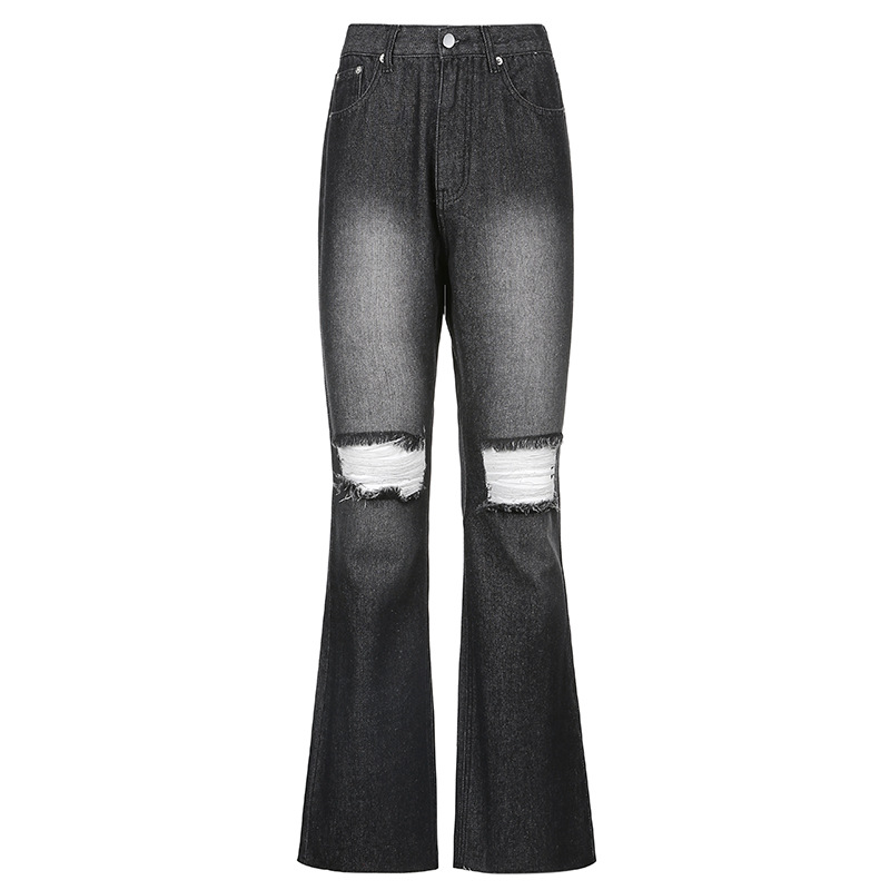 Title 2, Damen Jeans High Waist Blau Ripped Straight Fla...