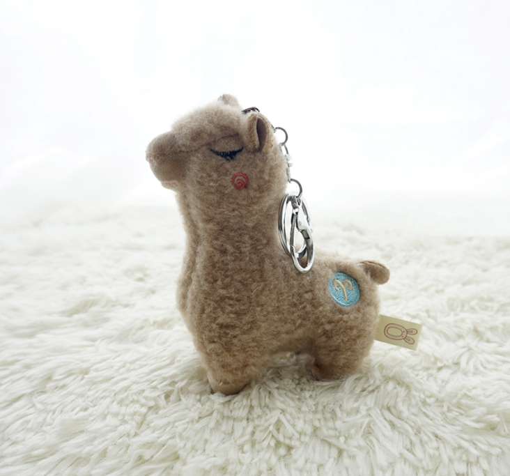 Cartoon Alpaca Keychain Plush Color Grass Mud Horse Pendant Car Decoration Animal Doll Keyring