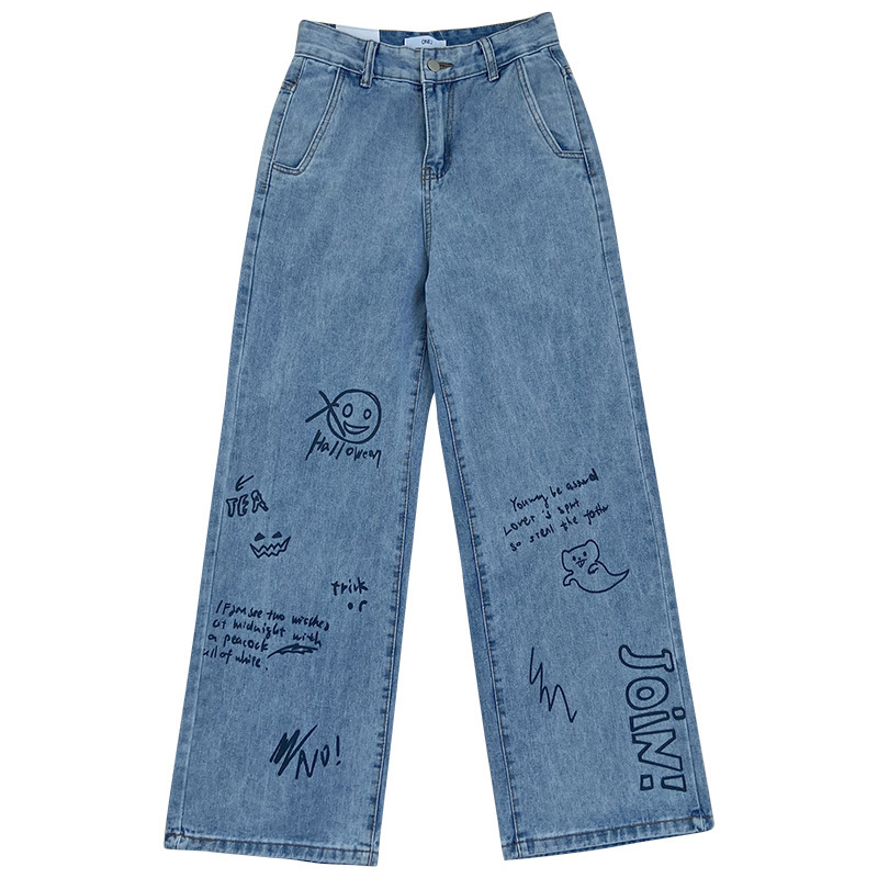 Title 6, Lichtblauwe jeans met hoge taille, los, dun en ...