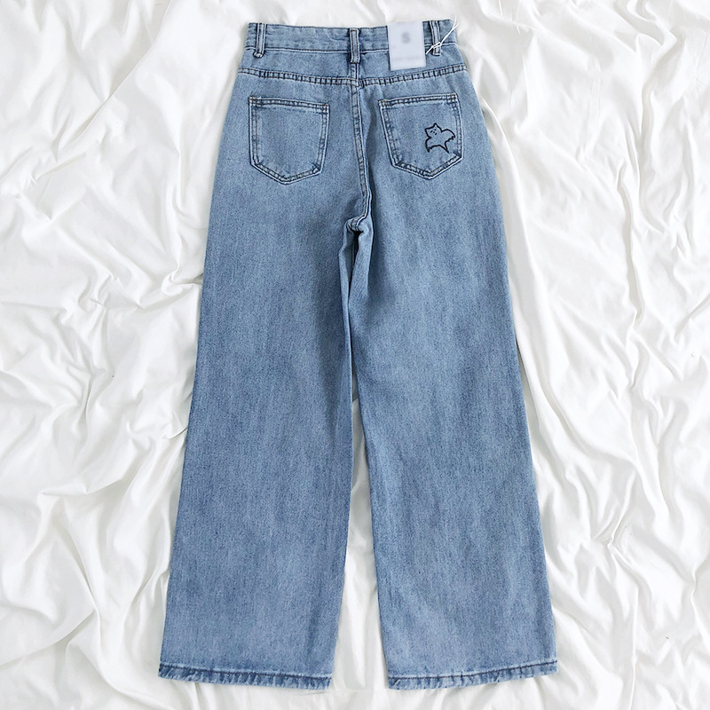 Title 2, Lichtblauwe jeans met hoge taille, los, dun en ...