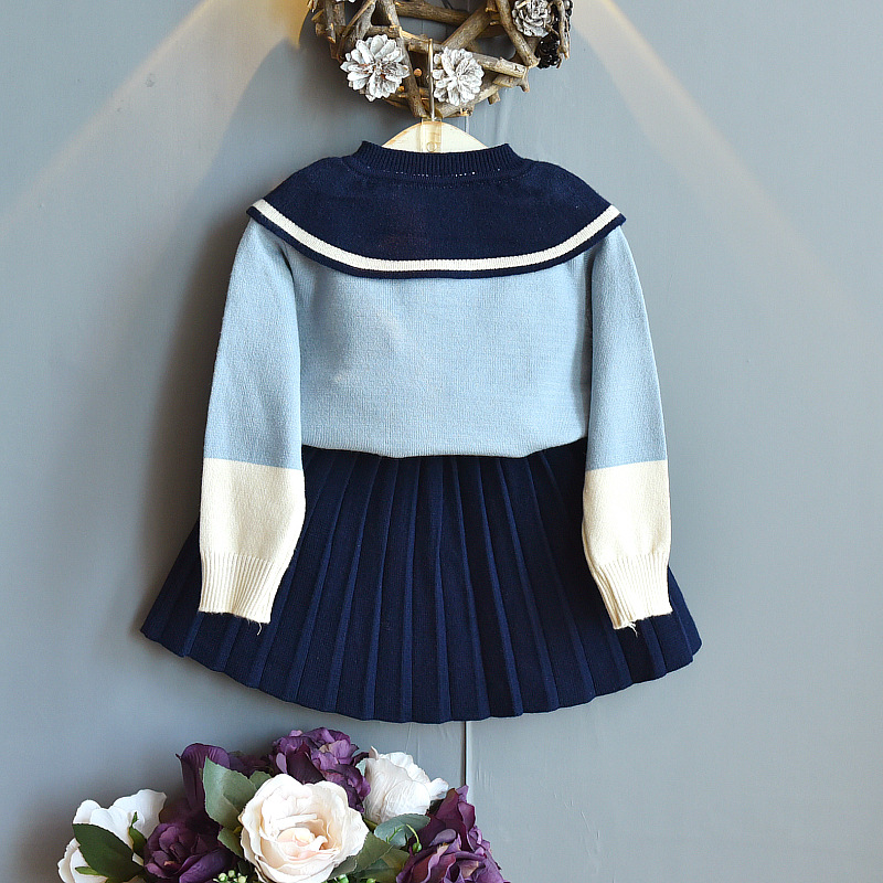 Small And Medium-sized Girls' College Style Sweater Skirts, Children's Two-piece Suit