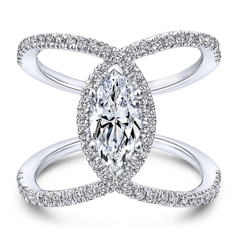 Double C-shaped Horse Eye Zircon Ring Popular Diamond Hand Jewelry