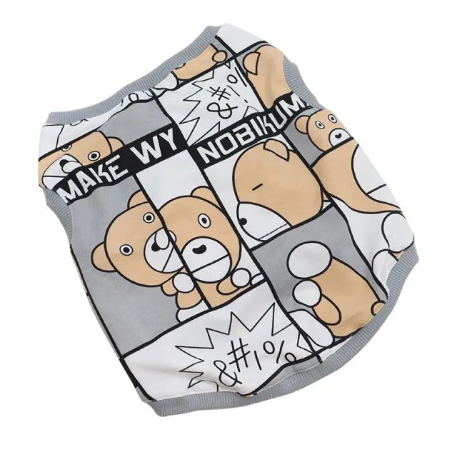 Vest Short Body Cotton Comic Bear Dog Vest Fat Dog Bulldog Pug Dog Clothes - Shop at LoveMi