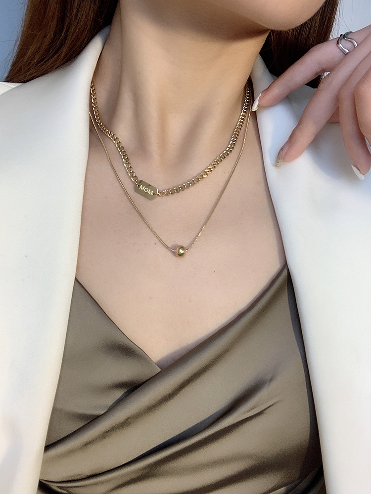 Personality Pendant Double Layered Titanium Steel Clavicle Chain Necklace Female Trendy