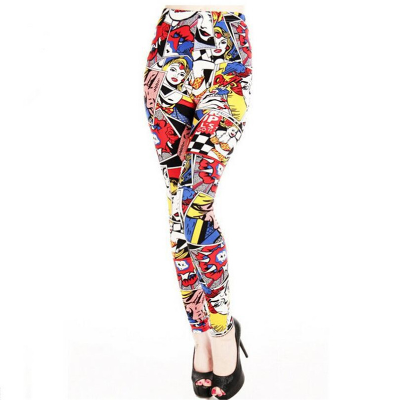 Human Head Print Graffiti Leggings Stretch Milk Silk