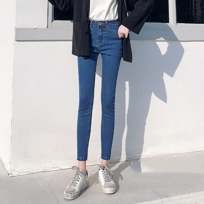 Summer New Korean Style Tight fitting Versatile Nine point Pencil Pants Navy - Shop at LoveMi