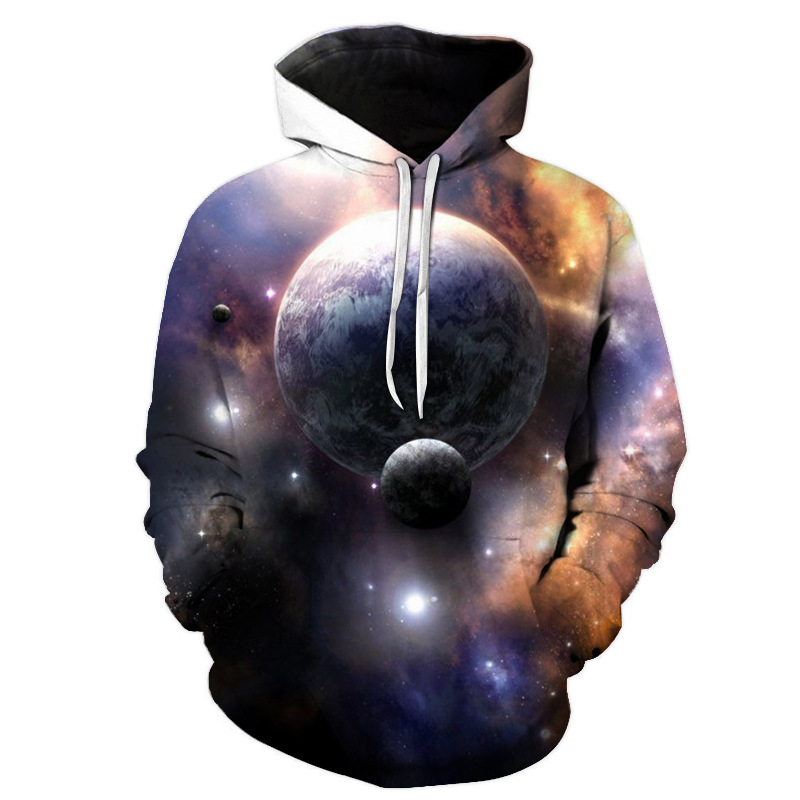 Galaxy Space 3D Digital Printing Men's Hooded Sweatshirt